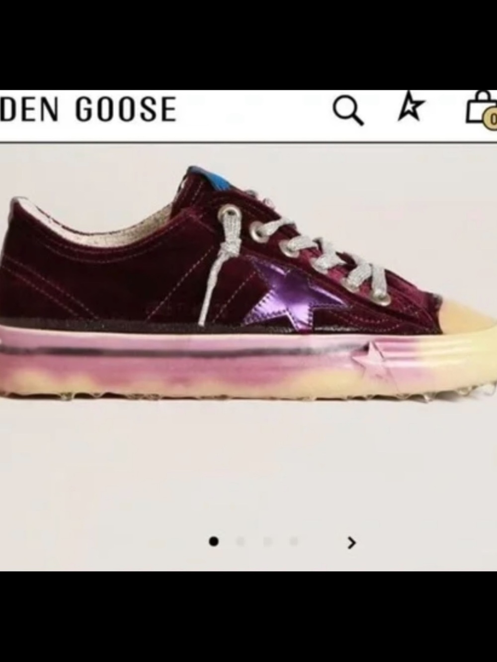 Golden Goose Purple Velvet Low-Top Sneakers with Silver Laces and Gold Toe - Picture 7 of 7